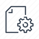 document, file, letter, cog, gear, settings