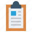 clipboard, document, document list, file, page, sheet, text 