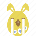 bunny, cry, easter, egg, emoji, emotion, rabbit