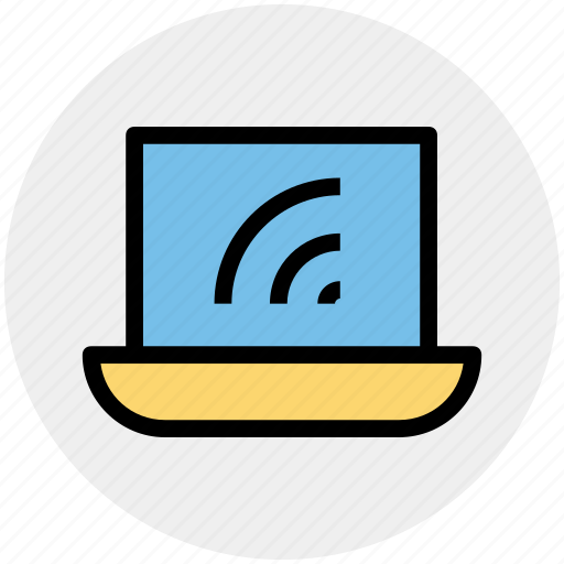 Computer, laptop, mac book, technology, wifi, wifi signals icon - Download on Iconfinder