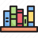 bookshelf, education, knowledge, learning, library, school, study