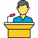 podium, speech, student, communication, male, message