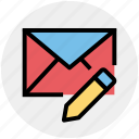 email, envelope, letter, message, pencil, writing