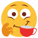 cartoon, character, cup, drink, emoji, emotion, face