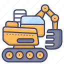 caterpillar, construction, excavator, work