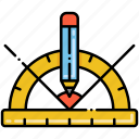 angle, measurement, pen, ruler