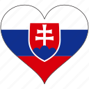 flag, heart, slovakia, europe, european