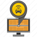 car, location, monitor, pointer, screen, taxi