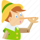 boy, childrens, folktale, nose, pinocchio, puppet, story