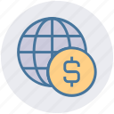 browser, business, coin, dollar, finance, globe money, world