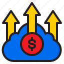 arrow, business, cloud, finance, money, up