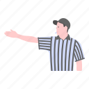 coach, referee, sports referee, game referee, male