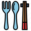 chopsticks, fork, kitchen, spoon, utensils