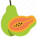 papaya, slice, fruit, tropical