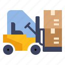 box, forklift, parcel, with