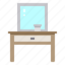 mirror, table, desk, furniture, household, interior