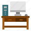 computer, desk, furniture, table, work 