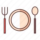 dining, dinner, dish, fork, plate, restaurant, spoon