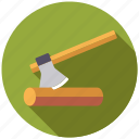 axe, equipment, garden, gardening, log, tool, wood