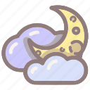 cloud, clouds, crescent, moon, night