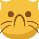 cat, emoji, emoticon, sad, smiley