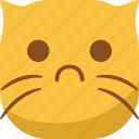 cat, emoji, emoticon, sad, smiley