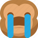 chipms, emoji, emoticon, monkey, sad, smiley, tears