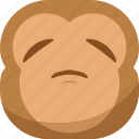 chipms, emoji, emoticon, monkey, sad, smiley