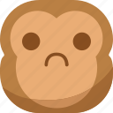 chipms, emoji, emoticon, monkey, sad, smiley