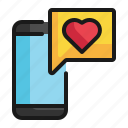 chat, love, mobile, heart, valentine, message, happiness icon