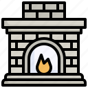 fireplace, fire, warm, living, room, chimney