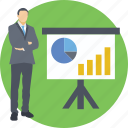 analytics, businessman, presentation, statistics, stats