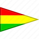 bolivia, country, flag, national, pennant, triangle