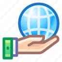 web, globe, share, hand