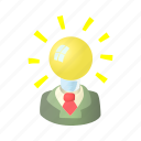 brain, bulb, business, cartoon, idea, intelligence, lamp