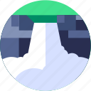 circle, flat icon, landscape, water, waterfall