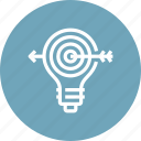 bulb, goal, idea, light, marketing, success, target