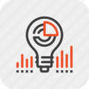 bulb, business, chart, data, finance, idea, light