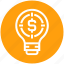 bulb, dollar, energy, idea, light, light bulb, target 