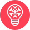 bulb, energy, idea, light, light bulb, snowflake, winter