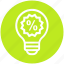 bulb, discount tag, energy, idea, light, light bulb, percentage 