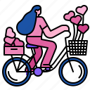 romantic, women, bicycle, valentine, love, romance, heart