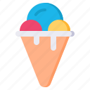 ice, cream, dessert, cold, cone, summer, scoop