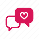 bubble, chat, heart, love, message, talk, valentine