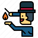 hat, fire, magic, show, top, magician, man