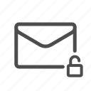 email, mail, unencrypted, unlocked, lock, message, padlock