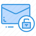 email, envelope, letter, message, unlock