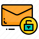 email, envelope, letter, message, unlock