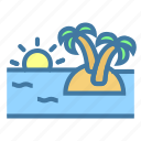 beach, holiday, summer, sunrise icon