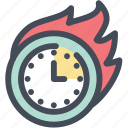 alarm, clock, deadline, efficiency, flame, productivity, time management